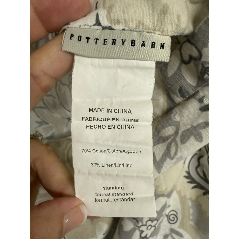 1 Pottery Barn Sham Celeste? Damask Pillow Sham Standard Linen Cotton Blend 2016